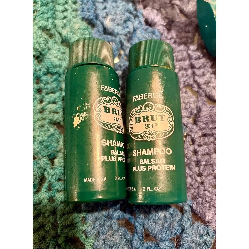 Vintage Faberge Brut 33 Shampoo and Shave Cream Set Travel Size 2oz Made in USA